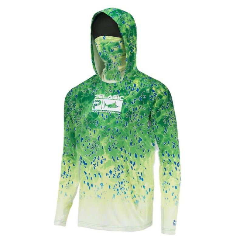 Mens Quick-Dry UV Protection Fishing Hoodie With Face Cover Long Sleeve Camo Outdoor Sport Shirt Hiking Camping