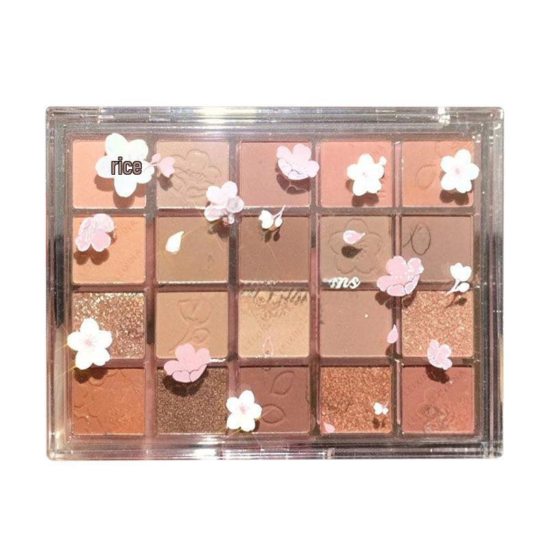 Laceina Sakura Dance 20-Color Eyeshadow Palette: Pearlescent, Sequin, Matte, Low-Saturation Earth & Milk Tea Tones.