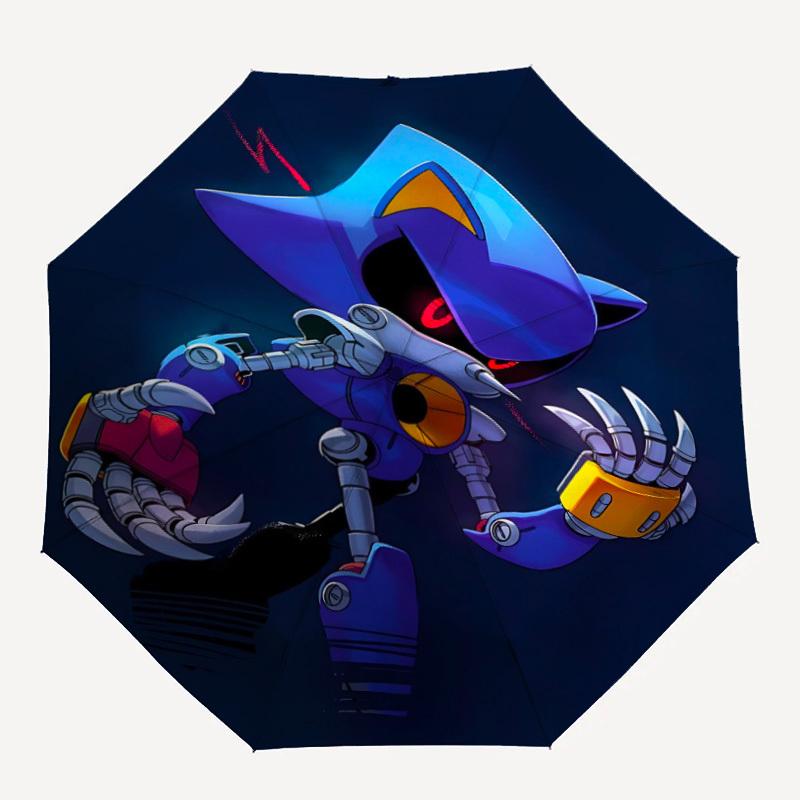 

1pc Robot Sonic Automatic Folding Umbrella - Compact 8-Rib Design, Durable Plastic & Iron, Daily Use F104048