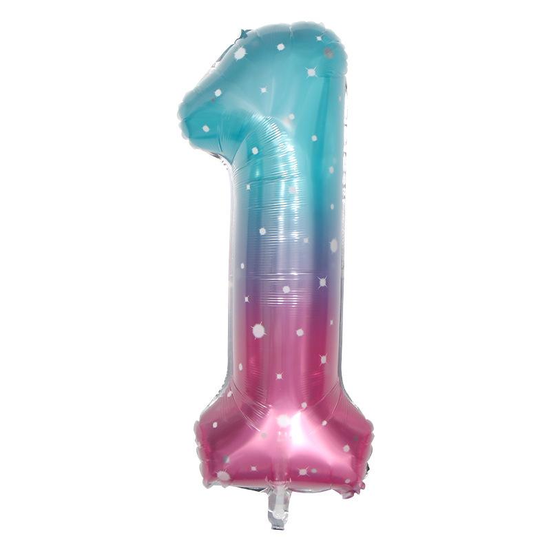 40" Rainbow Gradient Aluminum Foil Number Balloon Birthday Decoration Ornaments for Kids, Helium-Compatible