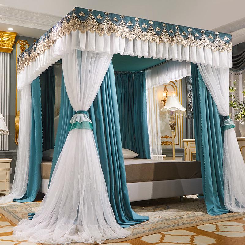 Double Layer Blackout Curtain Mosquito Net with Stainless Steel Bracket - Floor-Standing Design