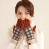 Adult Wool Winter Gloves for Women Japanese and Korean Plaid Outdoor Warm and Cold Proof Plus Velvet Knitted Cycling Full Finger Gloves