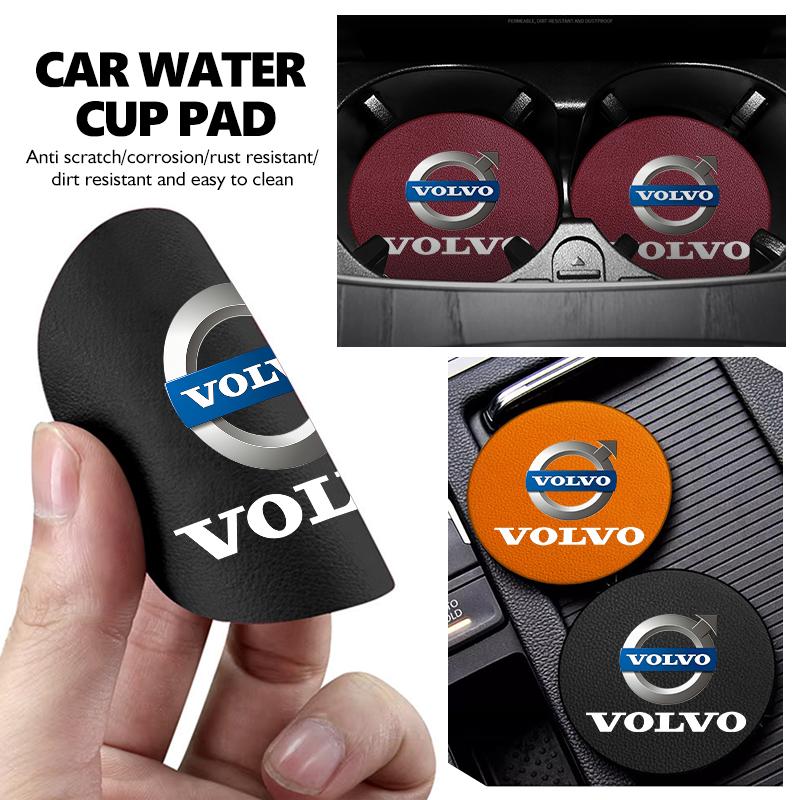2 Stück Wildleder Auto-Getränkeuntersetzer Rutschfeste Wasserbecher-Matte Flaschenhalter-Pad Für Volvo Xc60 Xc90 V40 V60 S60 V50 V90 S80 C40 XC40 V70 XC70