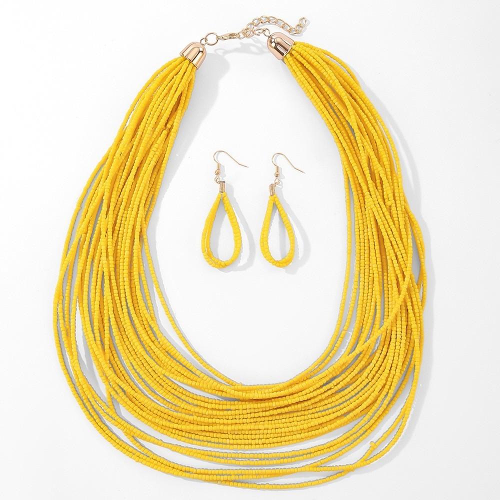 Glass Women Beaded Jewelry Set Multilayer Circular Design For Office Casual Use