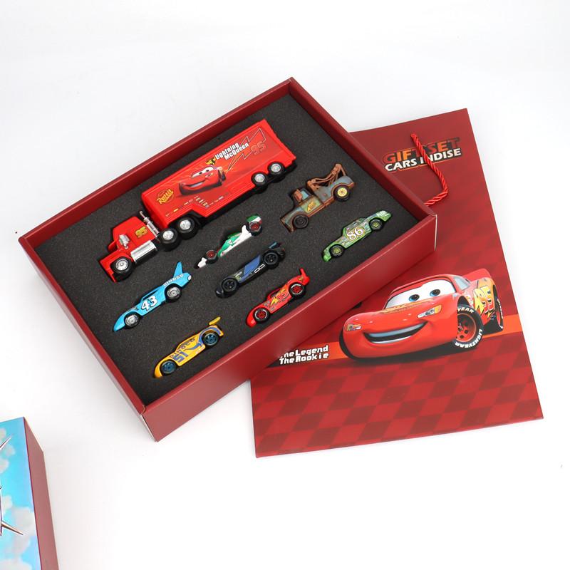 Non-Toxic 8Pcs/Box Pixar Cars Gift Box Metal Diecast Mater Lightning Mcqueen Jackson Uncle Truck Car Model Toy Children Christmas Toys
