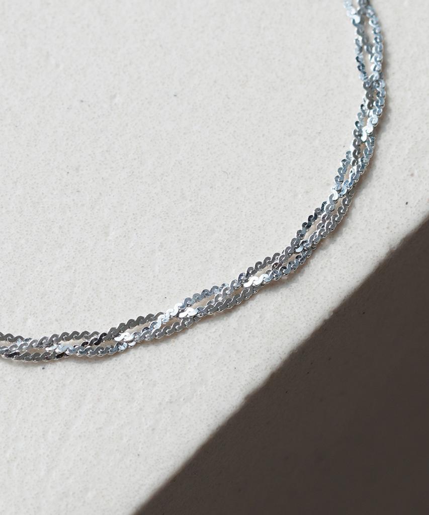 Alleun Silver 925 Thin Chain Cut 3-Strand Twist Bracelet