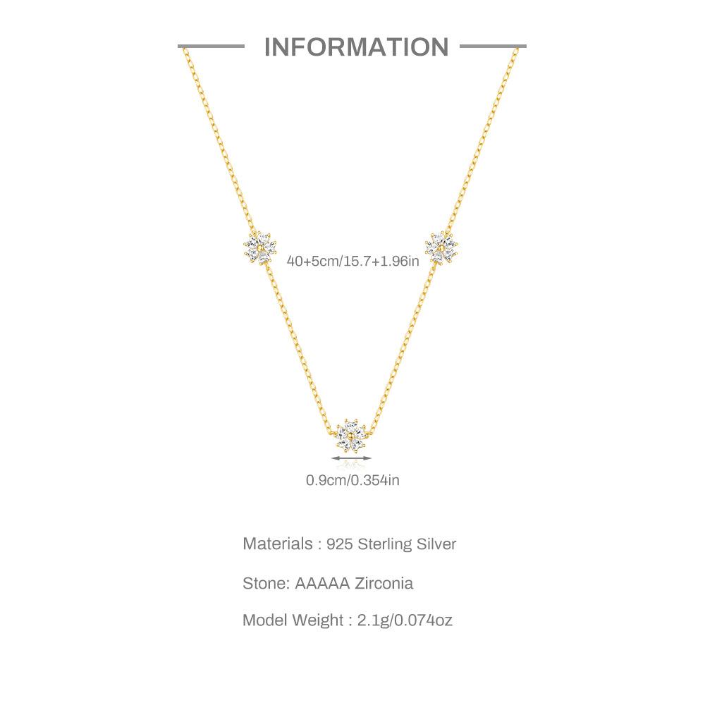 Wind Commuting Simple Wear S925 Sterling Silver Love Zircon Spell Five-Petaled Flower Element Necklace Collarbone Chain