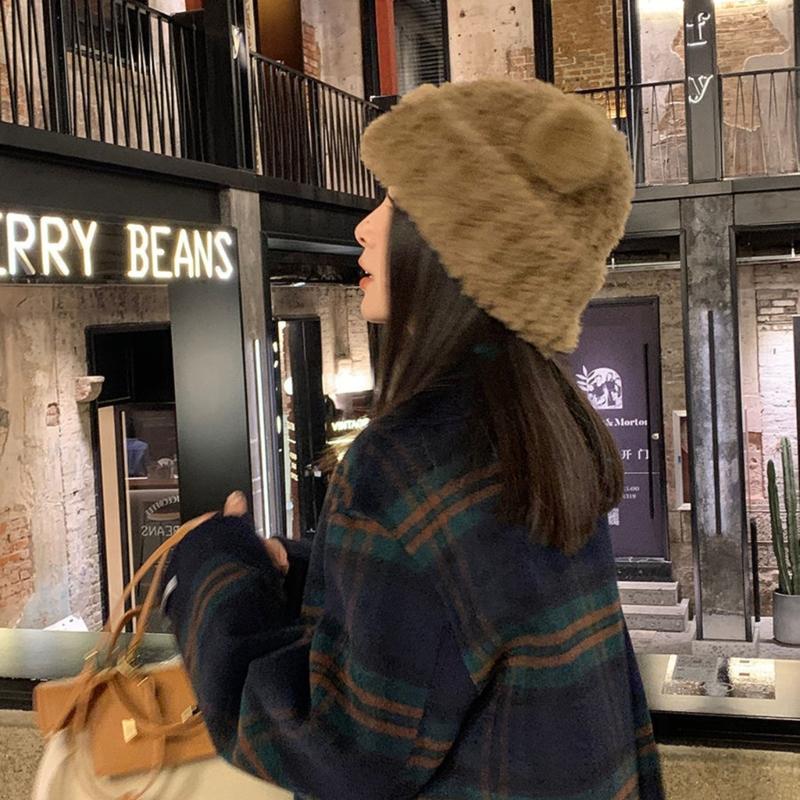Adult Children Furry Ears Winter Hat Bear Hat New Year Winter Headwear