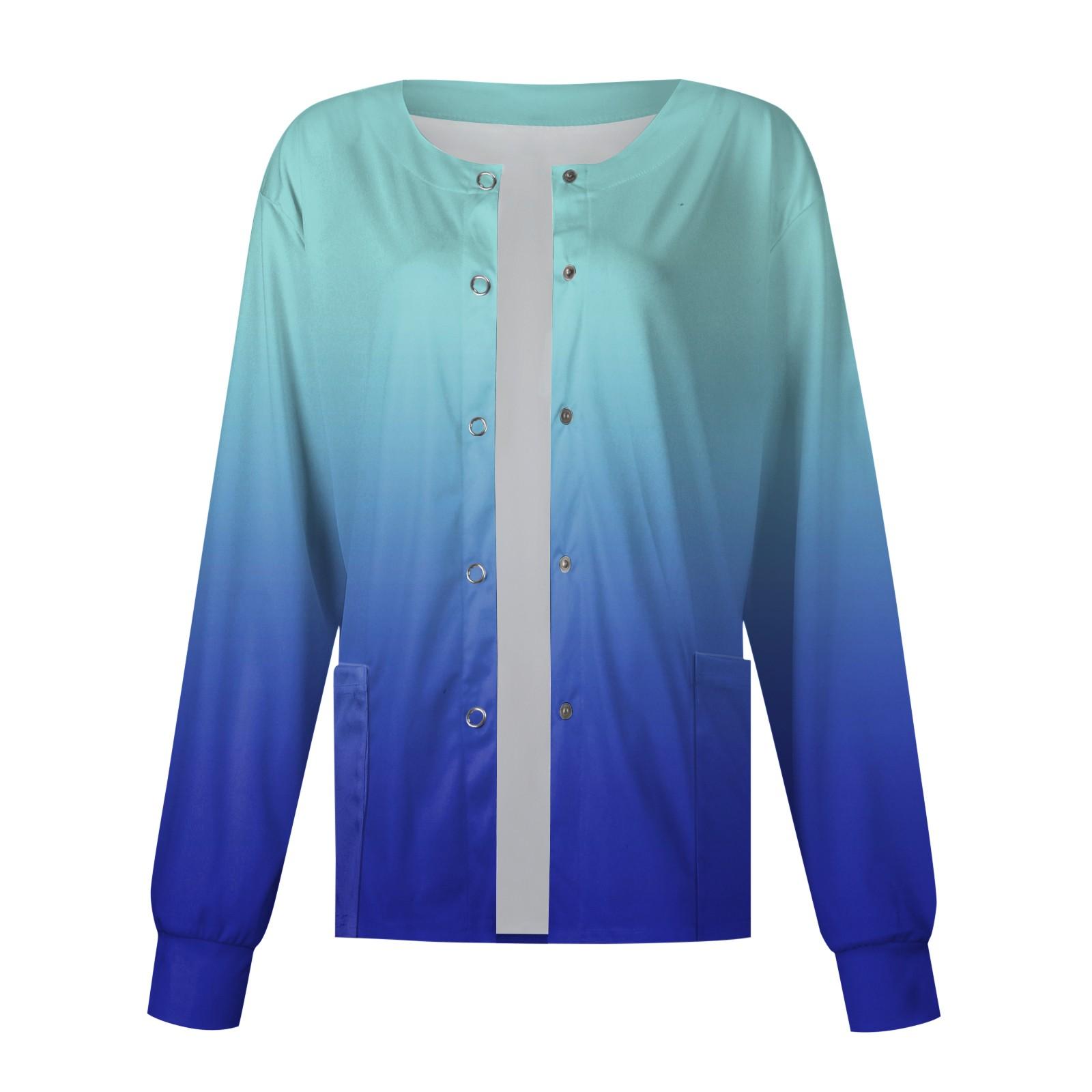 

Женский однобортный защитный комбинезон с длинным рукавом и карманом, рабочий воротник-стойка, кардиган, куртка, топ XXXXXL синий