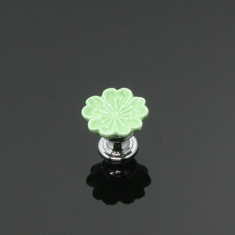 KAK Orchid Ceramic Handles Drawer Knobs Kitchen Cupboard Door Handles for Kids Room Cabinet Handles with screws Furniture Handle