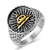 Retro Egyptian Triangle Pyramid Titanium Steel Ring Men's Eye of God Talisman Rings Jewelry Gifts