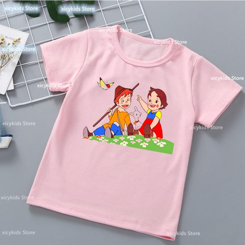 

Kawaii Girls T-Shirt Funny Heidi And Family Cartoon Print Kids Summer Shirt Tops Fashion Girls Clothes Cute Kids Clothes Tshirt 160