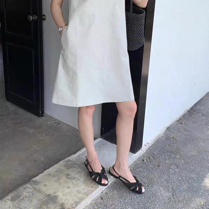 Fashion Flower One-word Buckle Sandals Women's Open-toed Sandals Flat Versatile Fish Mouth Sandals