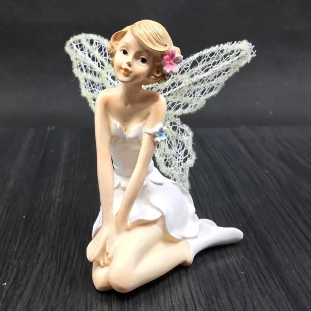 DIY Desktop Cake Decorating Flower Fairy with Wing Miniature Figurines Angel Ornament Garden Figurines Birthday Gifts Home Decor