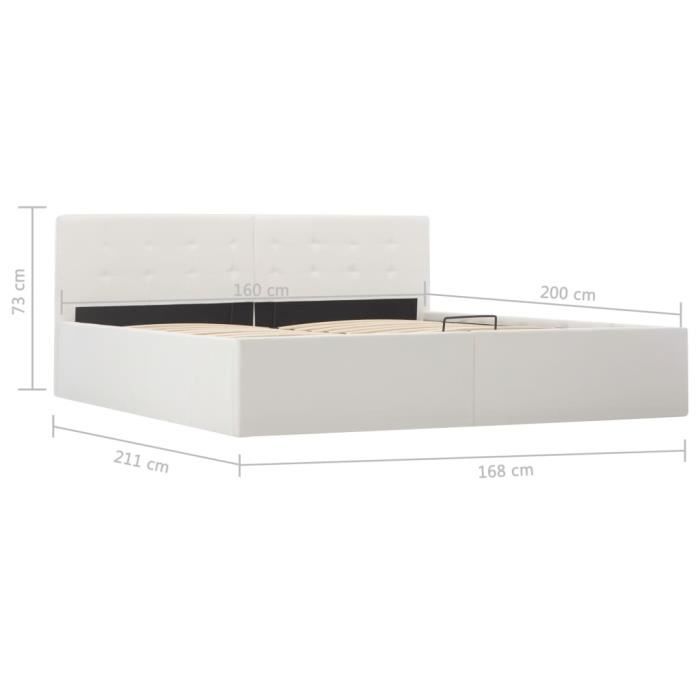VidaXL Bed Frames with Hydraulic Storage White Faux Leather 160x200cm