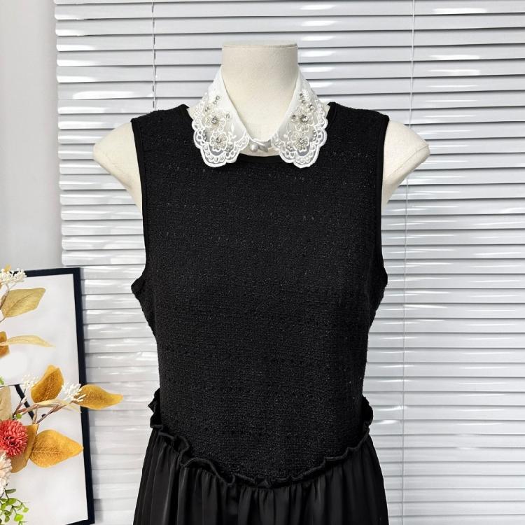 Eleganter Wiederverwendbarer Falscher Kragen Verziert mit Künstlichen Perlen Design Freundliches Polyester Business Meeting Kragen-Enhancer