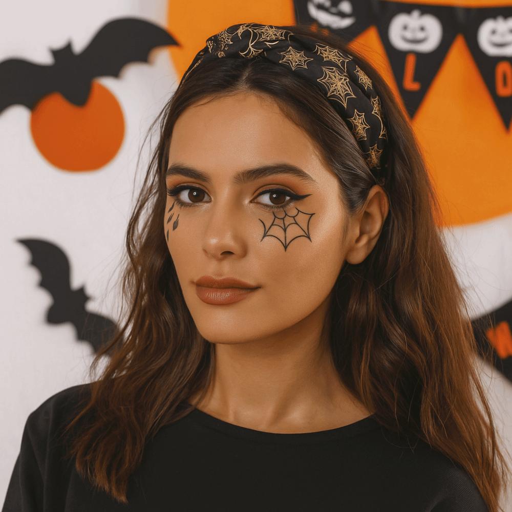 Horrible Top Knot Headband Festival Wear Ghost Print Hairband Pumpkin Head Headband  Trick or Treat