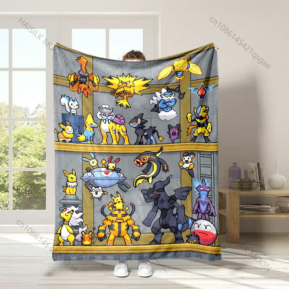 

1PC Pokemon Games Printed Blanket Cartoon Flannel Fluffy Soft Blanket for Adult Kids Plush Home Sofa Bed Car Camping for Gifts 75x90cm