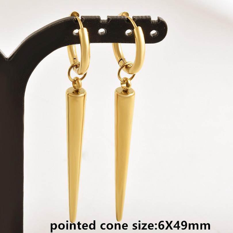 Nicht verblassend Unterschiedliche Länge Spitzkegel Hängeohrringe Edelstahl Runde Creolen für Damen Herren Schmuck Ohrpiercing Geschenk