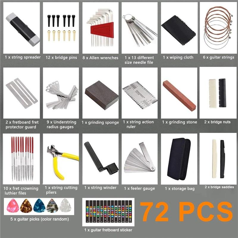 Miwayer 25/45/72 Guitar Repairing Tools Kit Setup Kit with Carry Bag Perfect Gift for Music Or String Instrument Enthusiast