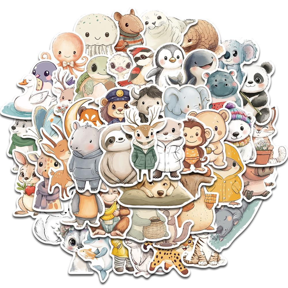 50PCS Comfortable Animal Symbols Stickers Notebooks Luggage Cartoon Personalized Laptop Gift Case DIY Phone Waterproof Sticker