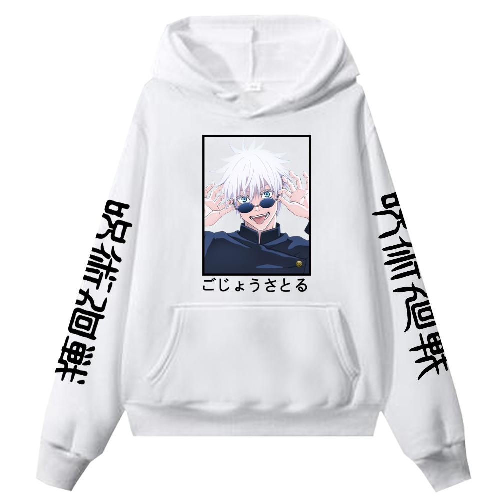 Anime Jujutsu Kaisen Satoru Gojo Funny Graphic Hoodies Oversized Hooded Sweatshirt Long Sleeves Hoodie Men Women Clothes