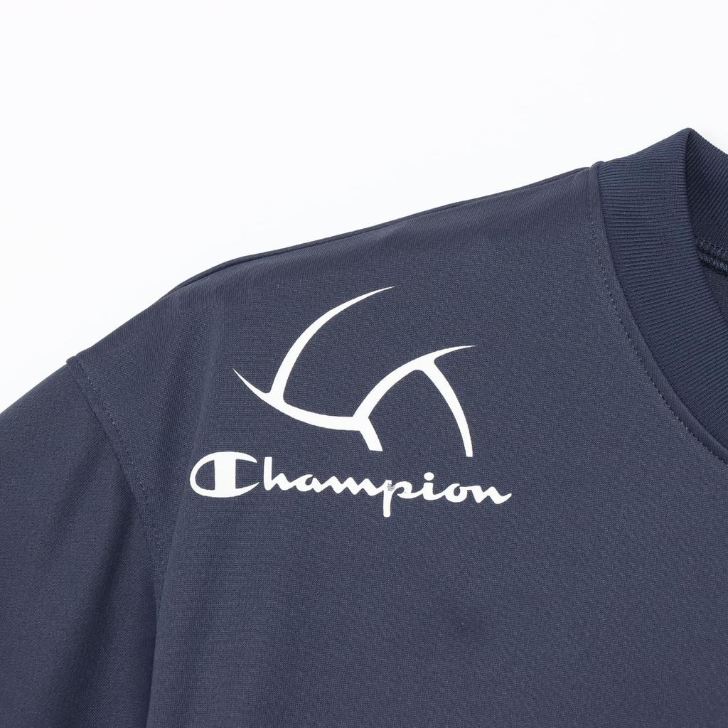 Champion Short Sleeve Round Odor Rubber Print Men's T-Shirt, Navy, C3-BV303, Neck, Antibacterial, Resistant, Breathable, Quick-Drying,