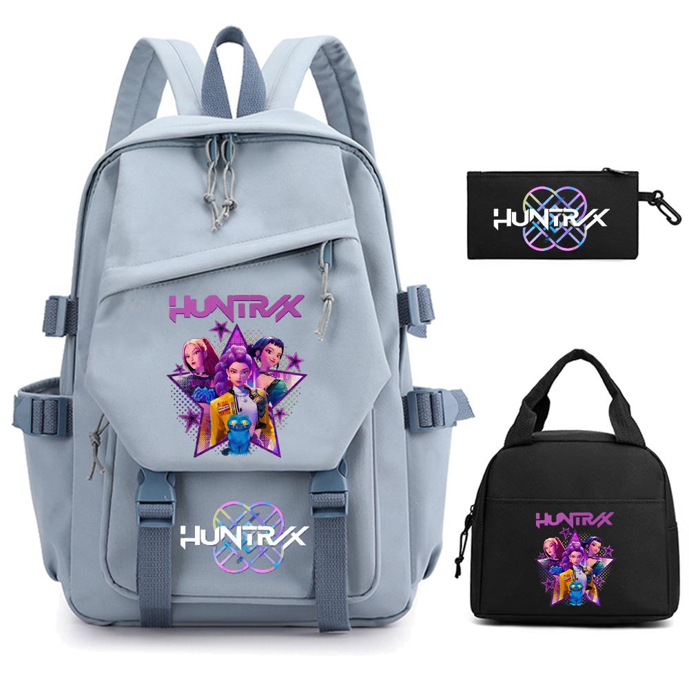 3-teiliges Anime-Kpop-Dämonenjäger-Rucksack-Set für Teenager (Jungen und Mädchen), große Kapazität, wasserdicht, ideal für Schule, Freizeit und Reisen.