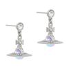 VIVIENNE WESTWOOD Petite Orb Saturn Laser Aurora Pendant Enamel Brass Crystal Earrings Women Earrings Silver 8053195172863