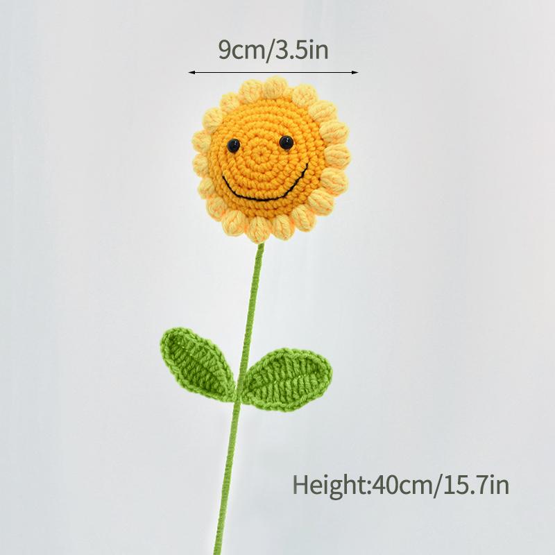 Tournesol Fleur Crochet Fleurs Artificielles Tissées à la Main Fini Girasol Crochet Plantes Cadeaux Invités Mariage Décoration de Bureau