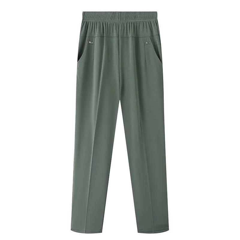Middle Aged Women's Pants Summer Thin High Waiste Elastic Loose Straight Pants Casual Trousers