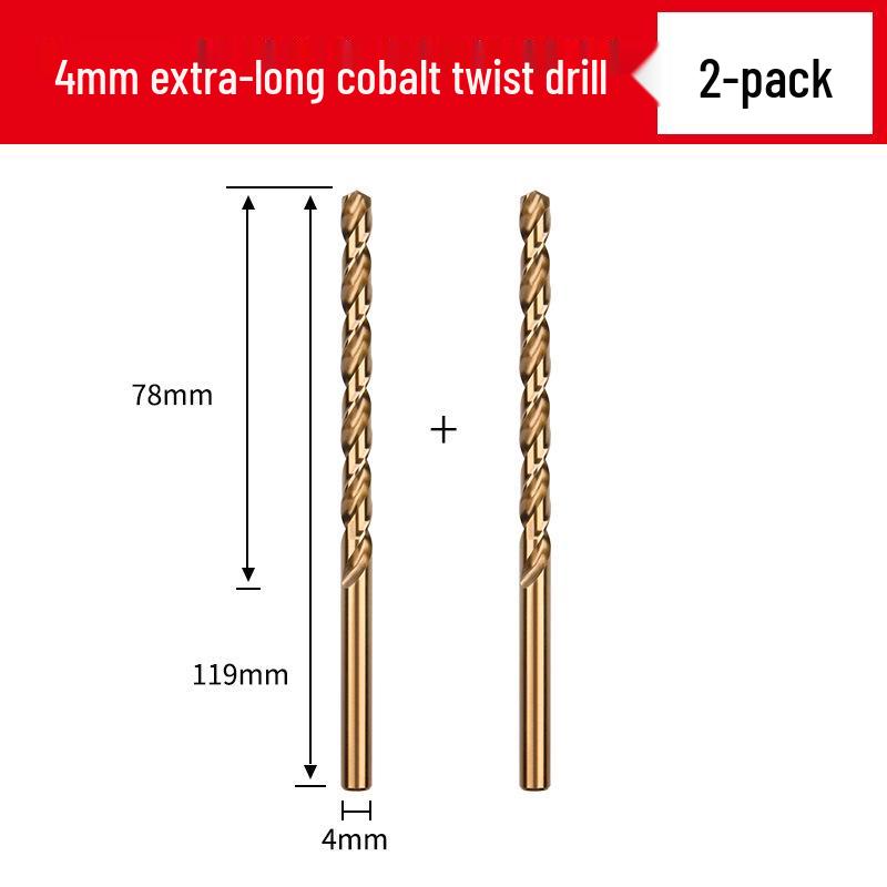 Cobalt Extra-Long High-Strength Alloy Twist Drill Bit for Stainless Steel and Woodworking