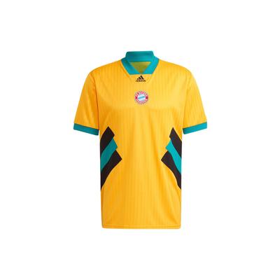 adidas SS23 Icons Retro Series Bayern Sports Casual Short Sleeve Football Shirt Men Tops Half-Fluorescent-Gold HT8833