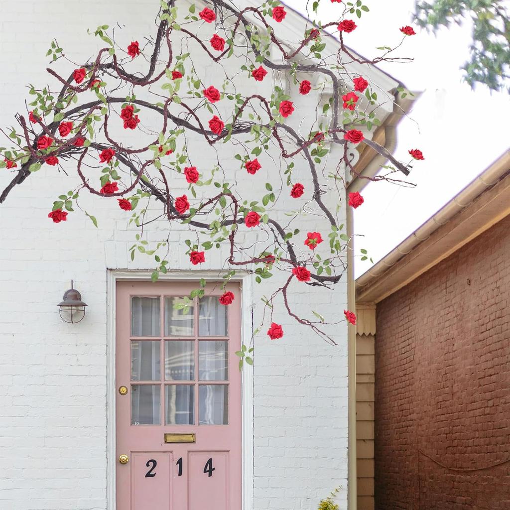 300cm/118inch Bendable Brown Small Artificial Tree Branches Fake Tree Trunk Garland Rattan Wreath Cherry Blossom Grape Vines Floral for Wall Hanging