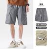 Cool combed cotton summer thin shorts men's loose mid length straight leg workwear cropped pants