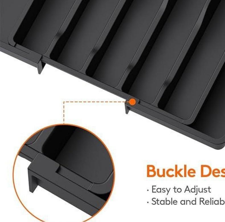 Expandable Kitchen Utensil Organizer Tray, Multi-Compartment for Knives, Forks, Spoons, Large Capacity Drawer Divider Box