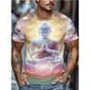 T-shirt da uomo con grafica Testa di Buddha Fiore Rosso Manica Corta Estiva Girocollo Religiosa Spirituale Casual Streetwear Tee Top
