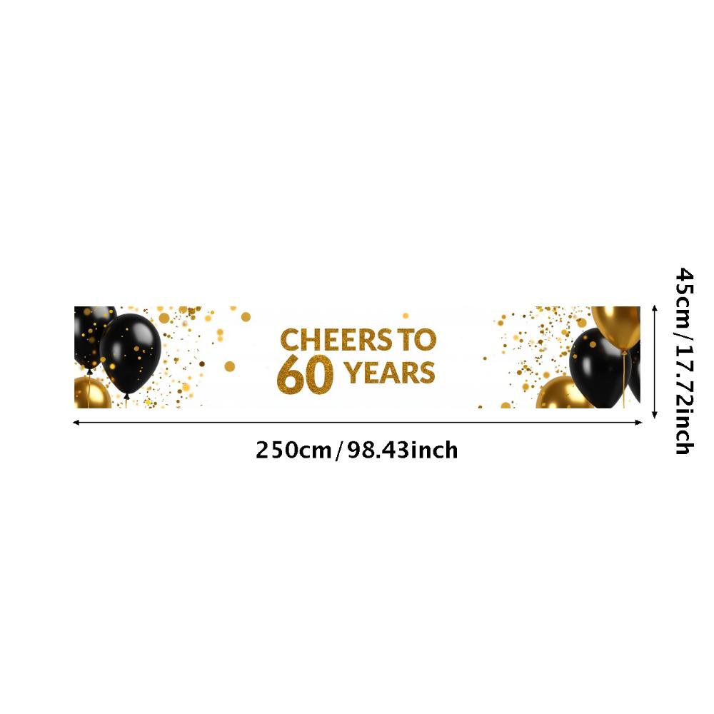 60th Anniversary Banner Cheers To 60 Years Backdrop Glitter Party Decoration Birthday Wedding Event Photography Background Props