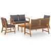 VidaXL Garden Lounge Set 5 Pcs with Cushion Solid Acacia Wood