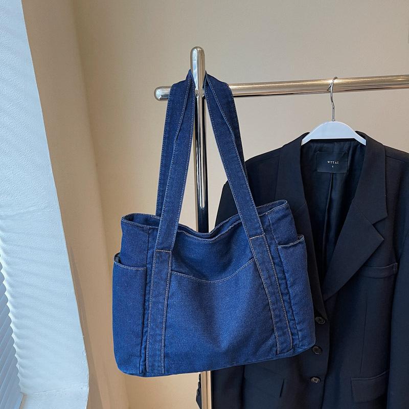 Denim messenger bag girl lazy wind backpack 2025 new student class commuter backpack simple shoulder bag