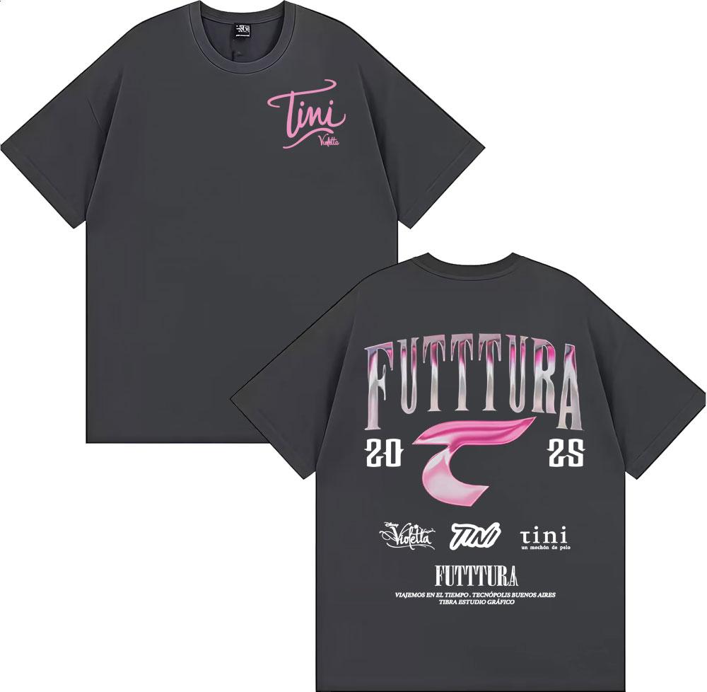2025 Summer Singer TINI STOESSEL Futtura Album Tour Tshirt Mens Fashion Aesthetic Retro Pure Cotton Casual Oversized Tshirt