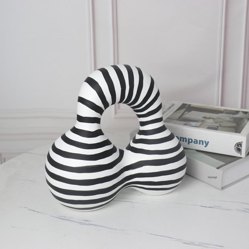 Nordic Black & White Striped Ornament for Home Decor and Office Display