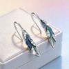 Boucles d'Oreilles en Argent Sterling 925 Pour Femmes Tendance Géométriques Bleu Plume Boucle d'Oreille Bijoux Prévenir l'Allergie Fête Cadeau Accessoires