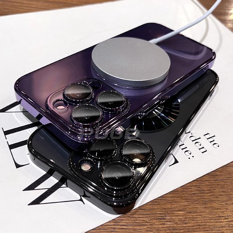 Fashion Plating For Magsafe Case For iPhone 11 13 12 14 15 Pro Max Plus  Camera Lens Protector Magnetic Wireless Charging Cover