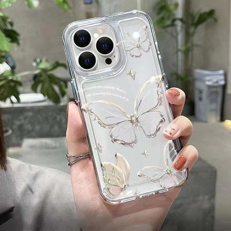 Gold Butterfly Pattern Phone Case For Xiaomi Mi 17 Pro 15 14 13 12 11 Lite 5G Mi 15 T Pro 14T 13T 12T Clear Bumper Cover