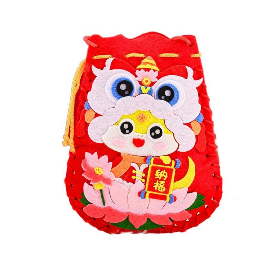 

Traditional Snake Pattern Hnadbag Non-woven Fabric New Year Blessing Bag for Home Style A