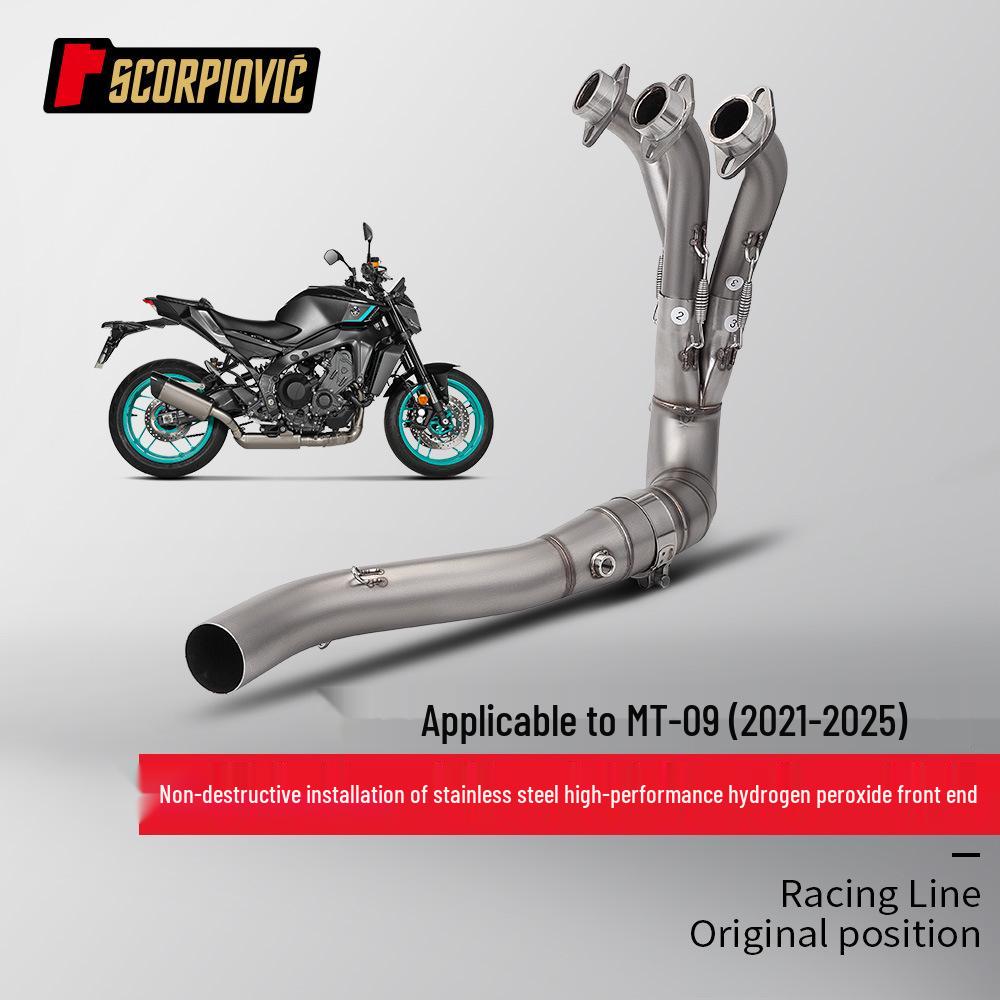 MT09 Double Oxygen Sensor Front Exhaust Pipe & Muffler Set (2021-2025) - Motorcycle Modification