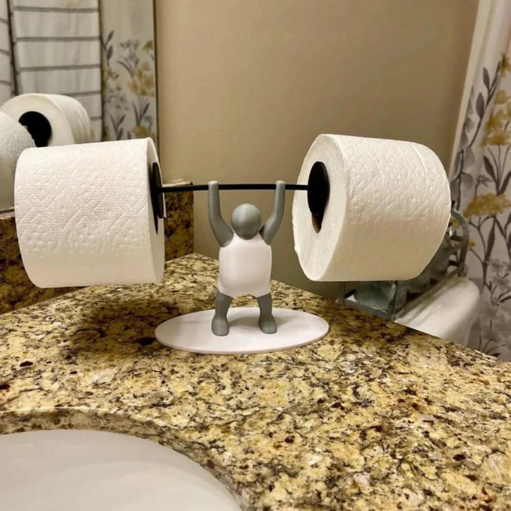 Funny Toilet Paper Shelf 3d Printing Weightlifting Figurine Napkin Rack Home Decor Organizer For Tissue Rolls Wipes Towels