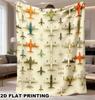 2D Flat Airplane Print Flannel Blanket Suitable for Sofas Beds Travel & Camping Lightweight Bedspread with Toy Airplane Blankets