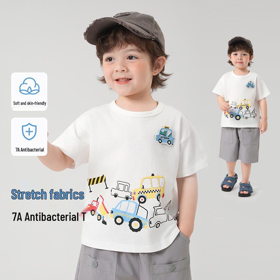 Rightou Summer 2025 Boys' Short-Sleeve T-Shirt - New Children's Toddler Top, Lightweight Half-Sleeve Style
